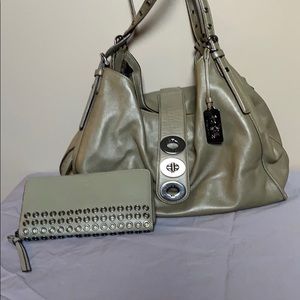 Green a Coach Purse with matching Billfold